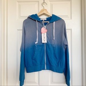 NWT Wildfox Blue Regan Ombré Zip Up
